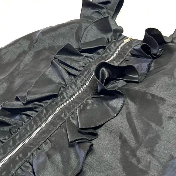 Twelve by Twelve Black Sleeveless Top Ruffle Front Zip Up Size XS - Picture 3 of 10